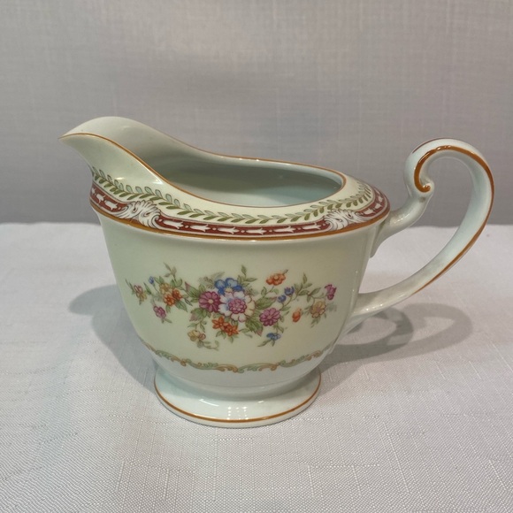 Noritake Nippon Toki Kaisha Creamer Red Border Laurel  Brown Trim - Picture 4 of 10
